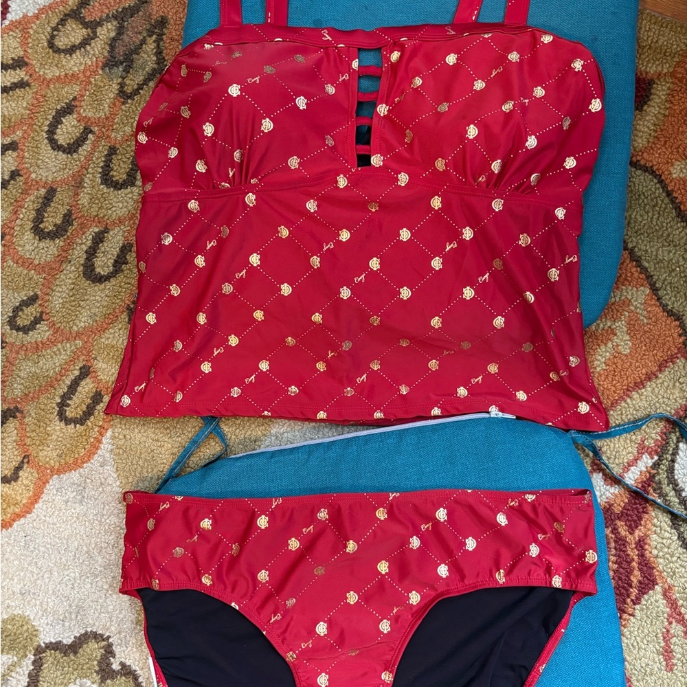 Rare Coogi Swimsuit Dark Red and Gold Bikini Set NWOT